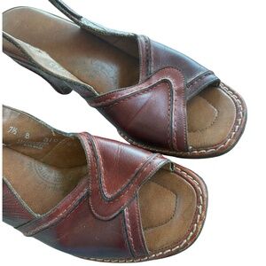 Vintage 70s Spanish Leather Sandals – Size 7.5B Slingback Square Toe